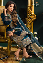 HC524-Heavy Embroidered Velvet Dress with Silk Trouser