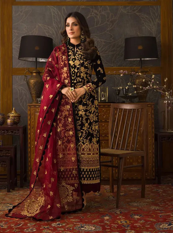 Asim Jofa - Embroidered Velvet 3piece suit - HC3358