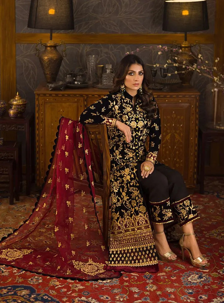 Asim Jofa - Embroidered Velvet 3piece suit - HC3358