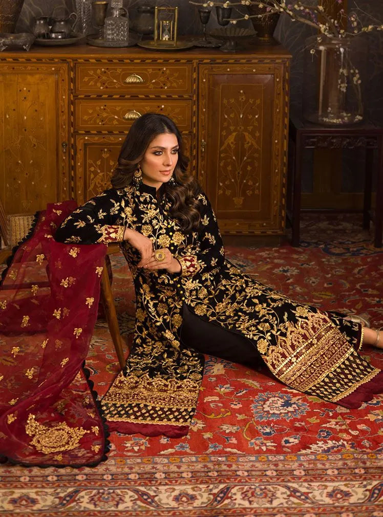 Asim Jofa - Embroidered Velvet 3piece suit - HC3358
