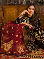 Asim Jofa - Embroidered Velvet 3piece suit - HC3358