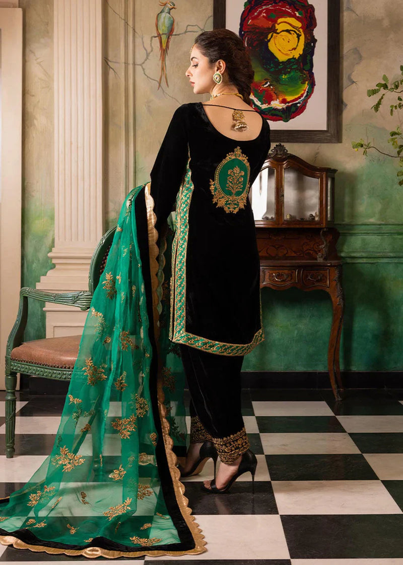Muzlin-Velvet Embroidered Winter 3 Piece Suit - HC551