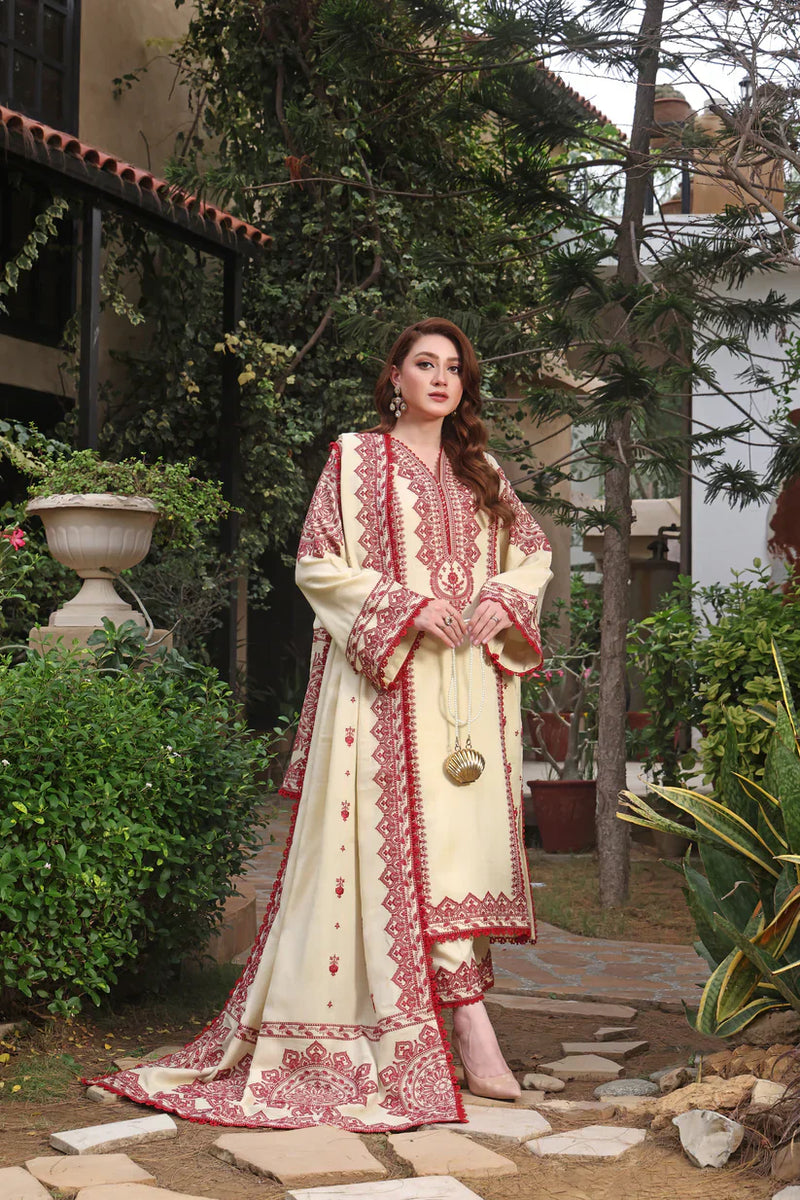 Asim Jofa - Winter 3PC Dhanak Embroidered Suit - HC3383