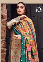 HC539-WINTER 3PC Dhannak Embroidered suit with Printed Shawll