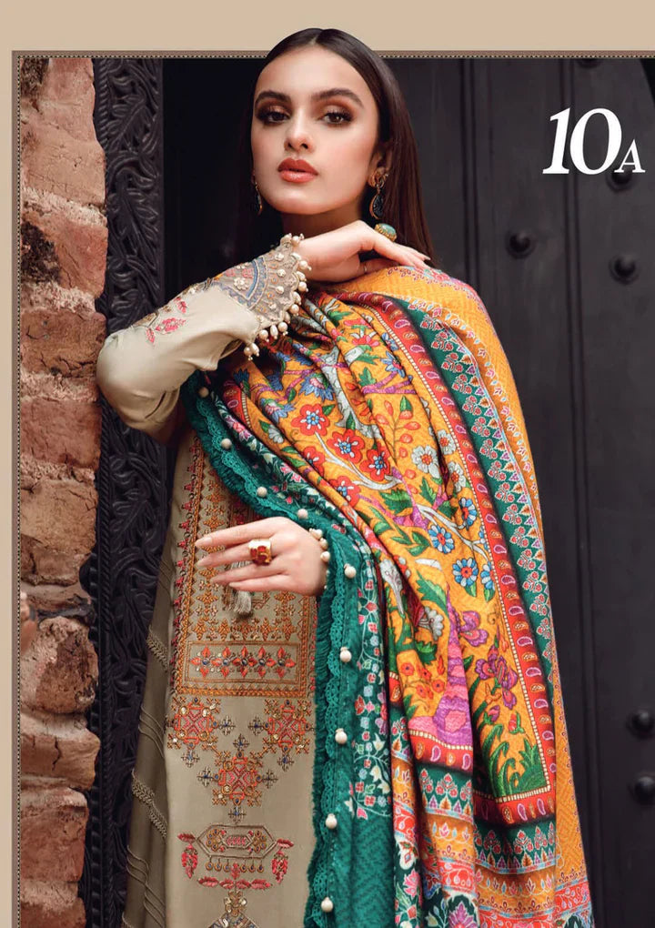 HC539-WINTER 3PC Dhannak Embroidered suit with Printed Shawll
