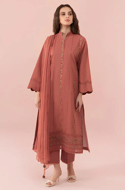 HC731-SUMMER 3PC Lawn Embroidered Shirt With Chiffon Embroidered Dupatta