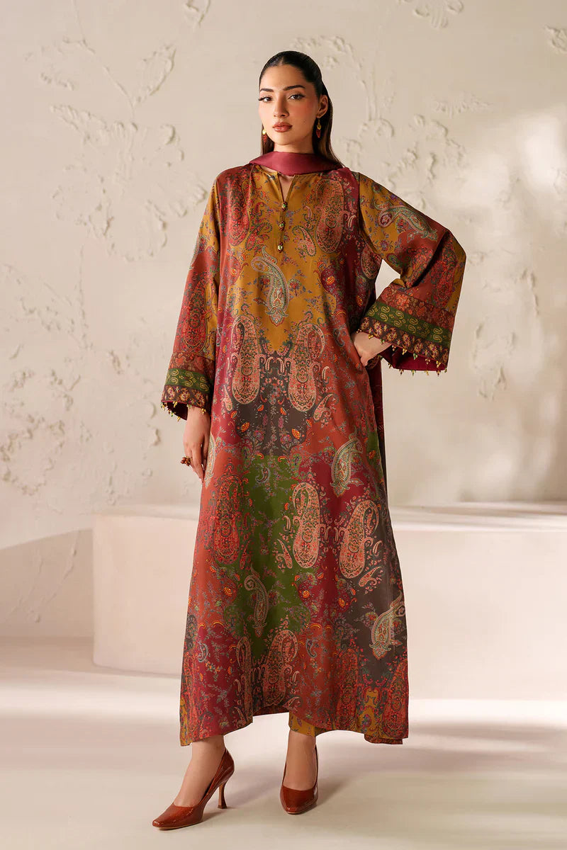 Baroque - Winter 3PC Karandi Digital Print Dress - HC33405