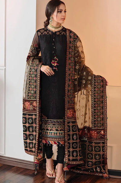 HC201-3 Piece Unstitched Heavy Embroidered Lawn Suit With Heavy Embroidered Organza Dupatta