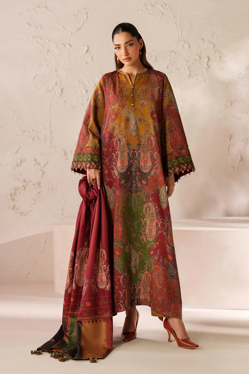 Baroque - Winter 3PC Karandi Digital Print Dress - HC33405
