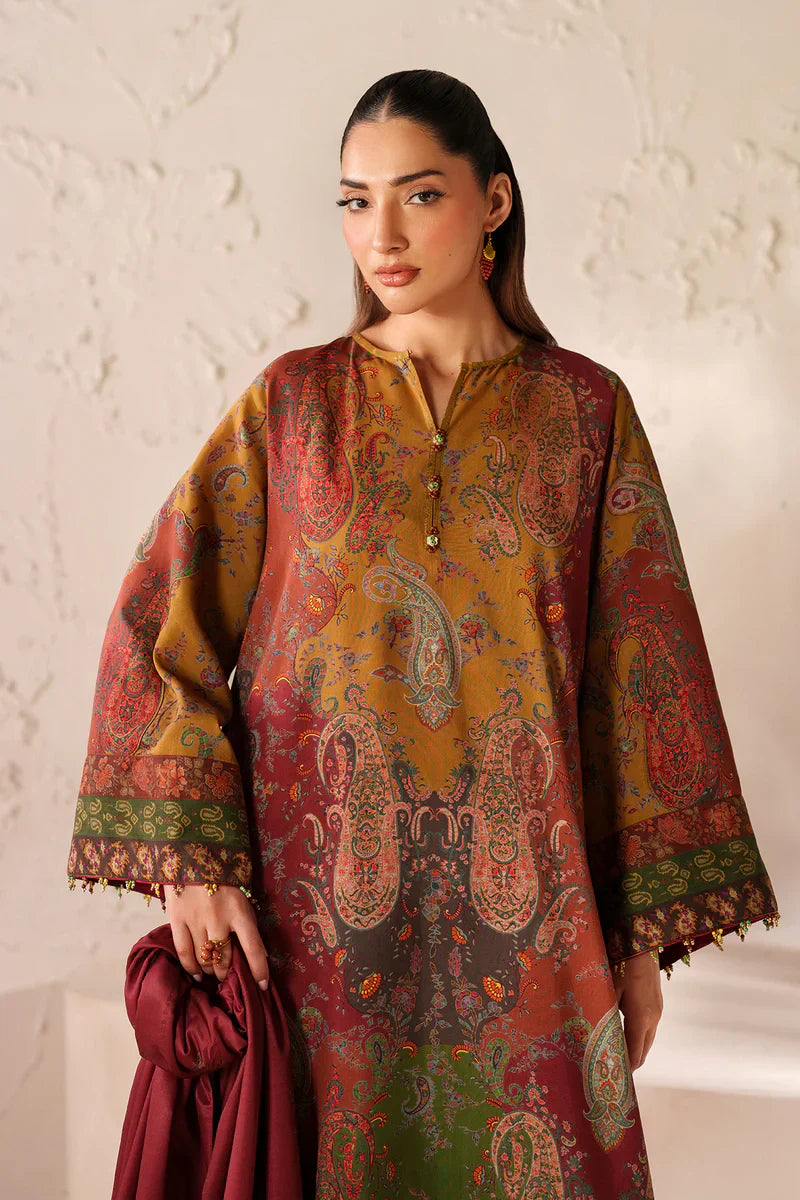 Baroque - Winter 3PC Karandi Digital Print Dress - HC33405