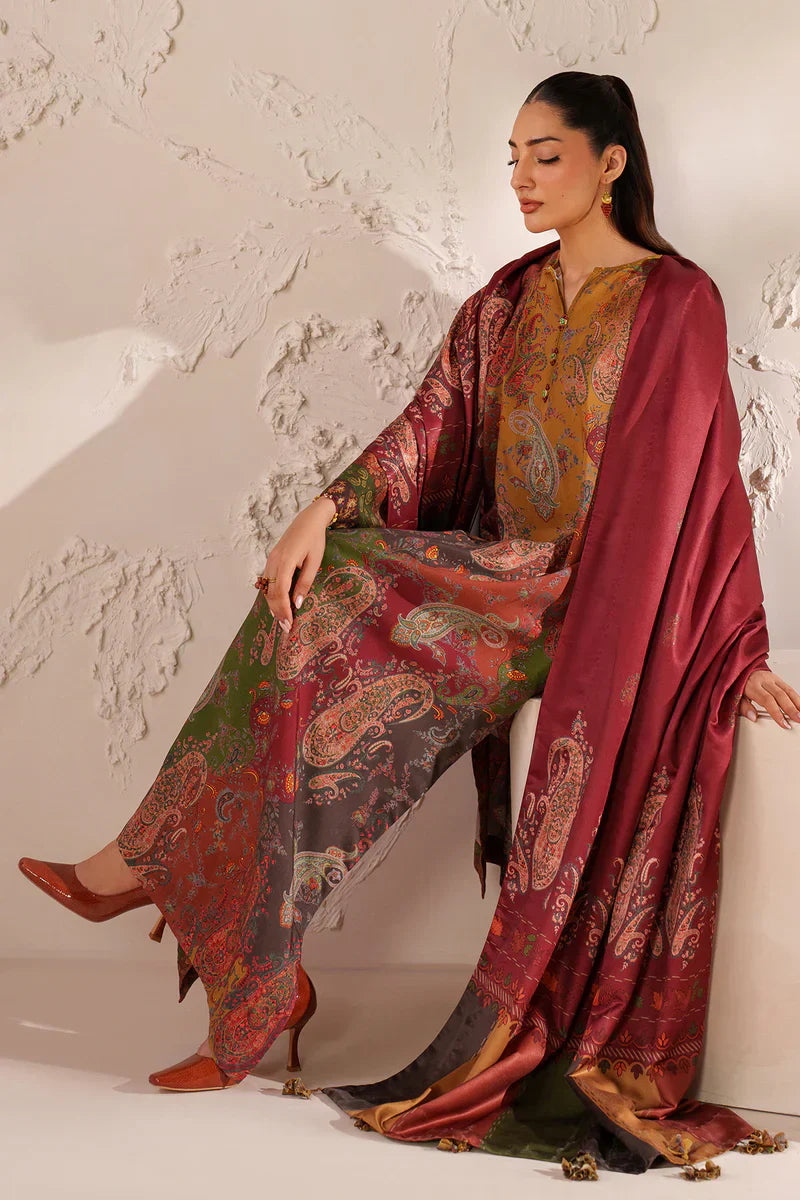 Baroque - Winter 3PC Karandi Digital Print Dress - HC33405