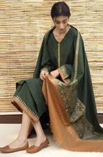 HC531-3PC Dhanak suit with Embroidered Shawll