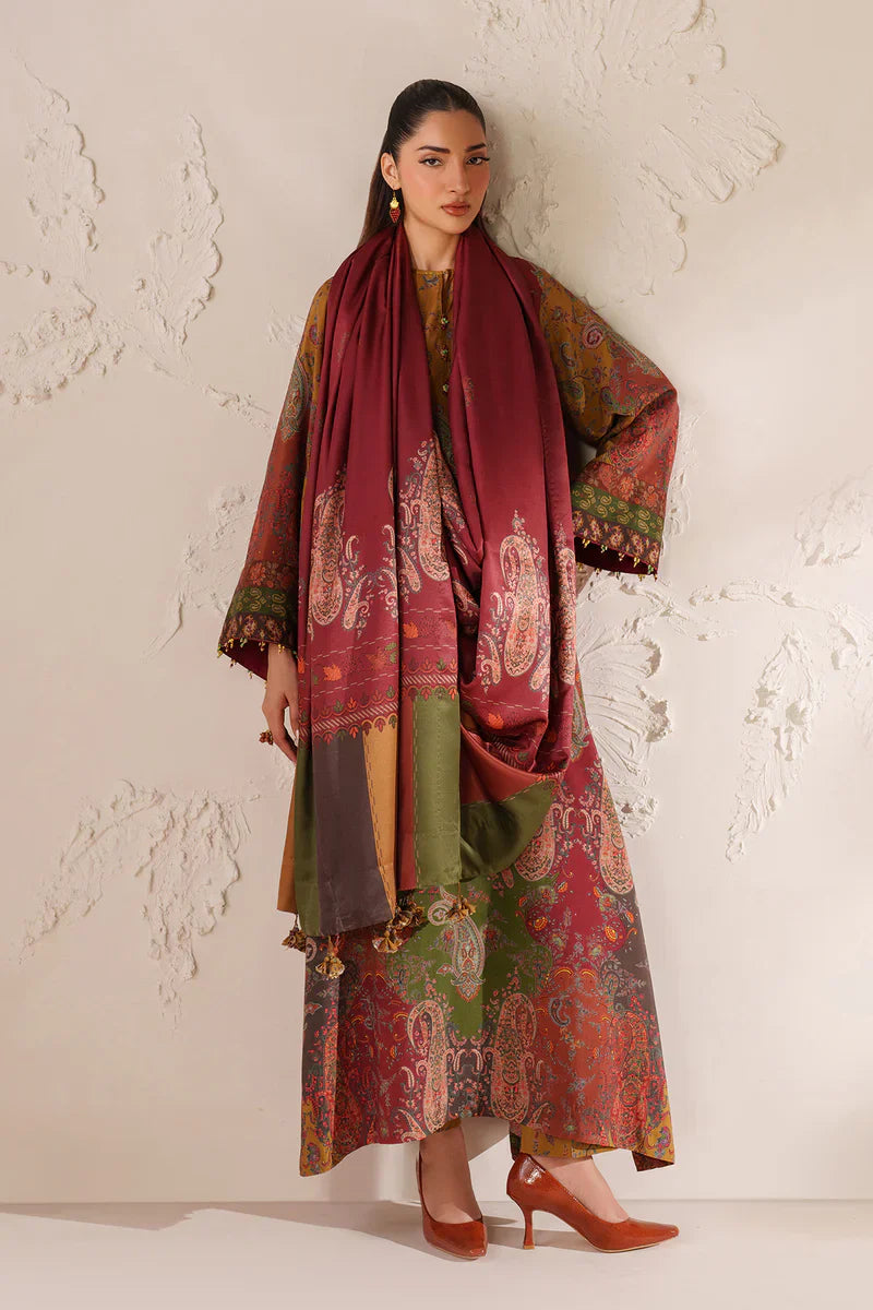 Baroque - Winter 3PC Karandi Digital Print Dress - HC33405
