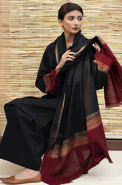 HC555-WINTER 3PC Dhanak suit with Embroidered Shawll