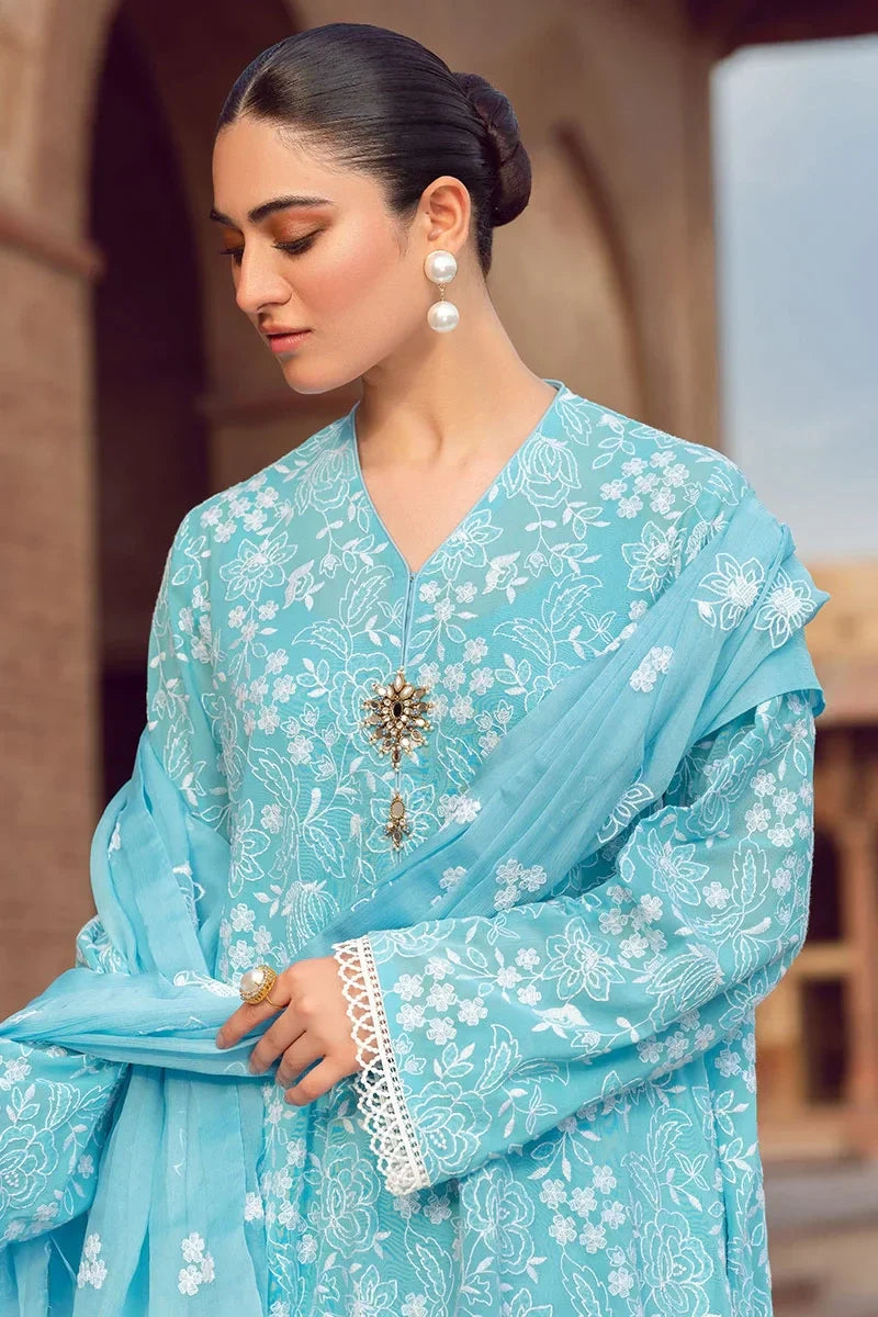 HC202-Bareeze -Embroidered 3pc lawn dress with embroidered chiffon dupatta