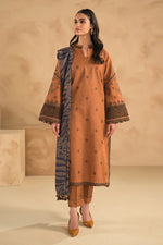 HC631-WINTER 3PC Dhannak Embroidered suit with Printed Shawll