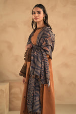 HC631-WINTER 3PC Dhannak Embroidered suit with Printed Shawll