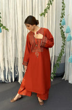 HC914-WINTER 3PC Dhannak Embroidered suit with Printed Shawll