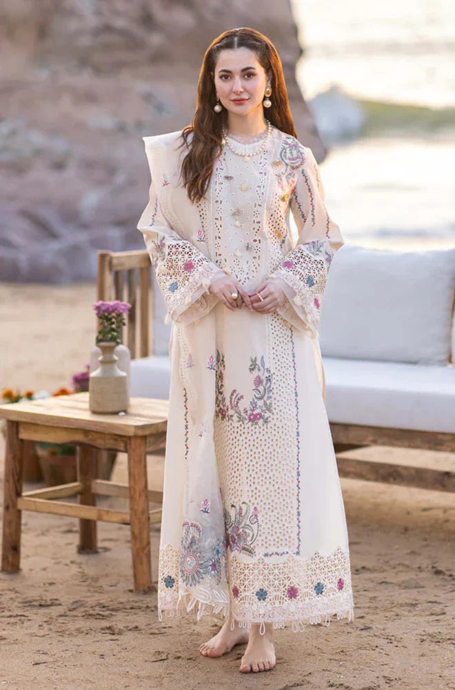 HC997 - Qalamkar 3 Piece Chickenkari Embroidered Lawn Suit