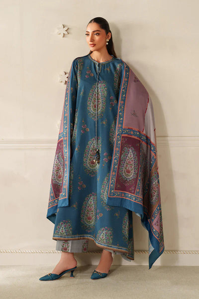 Baroque - Winter 3PC Karandi Digital Print Dress - HC33139