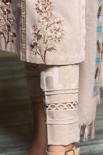 HC589-WINTER 3PC Dhannak Embroidered suit with Printed Shawll