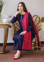 HC505-WINTER 3PC Dhanak suit with Embroidered Shawll
