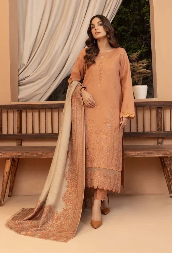 Bin ilyas - Winter 3PC Dhanak Embroidered Suit - HC3398