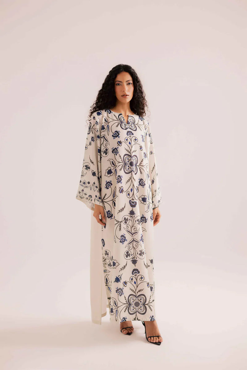 Bunaai - 2 piece Silk printed coord Kaftaan - HC1132