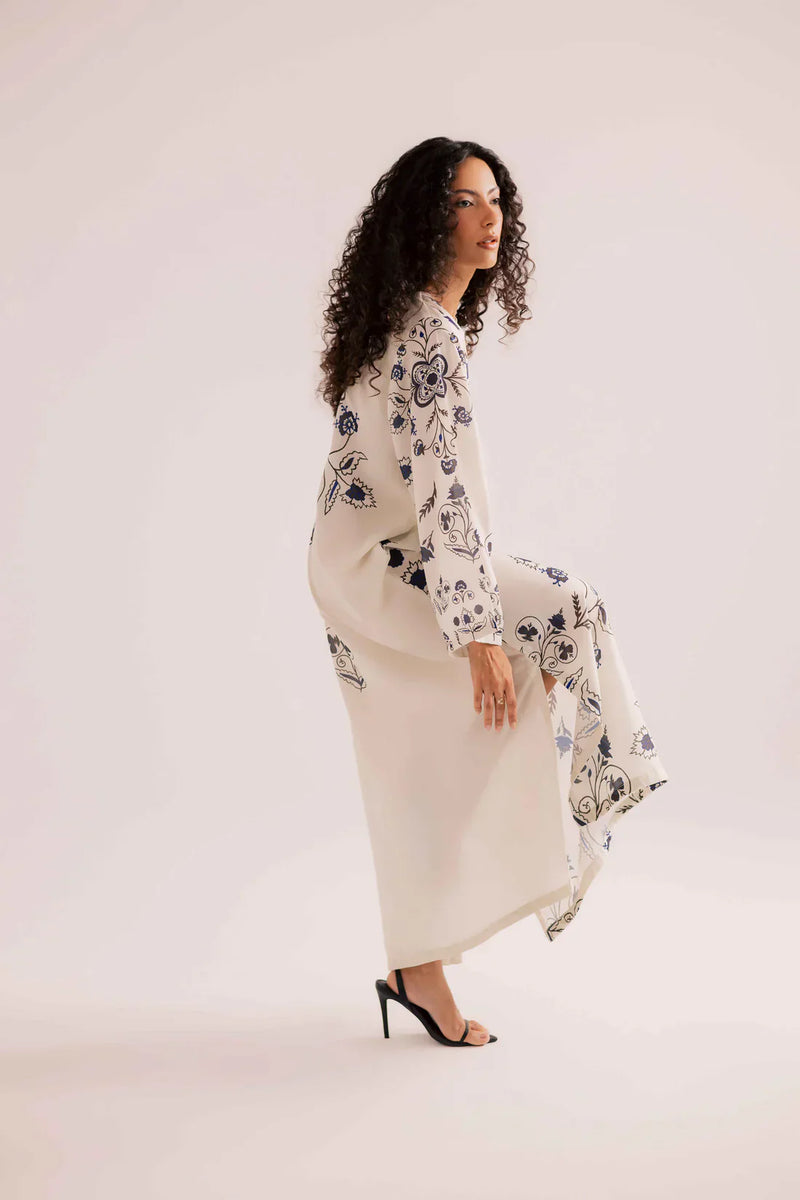 Bunaai - 2 piece Silk printed coord Kaftaan - HC1132