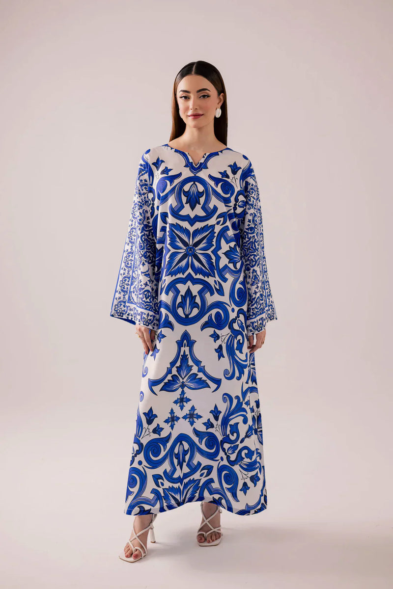 '-45% Bunaai - 2 piece Silk printed coord kaftan - HC1130