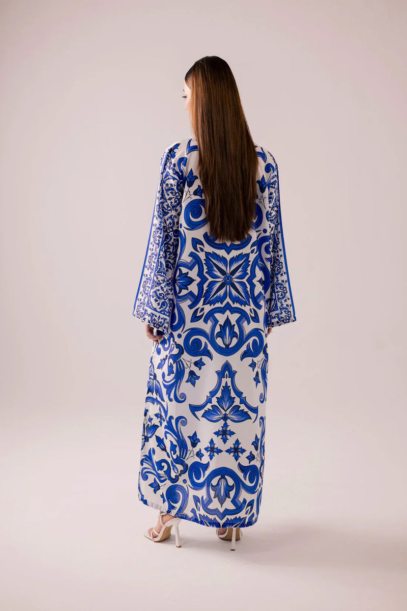 '-45% Bunaai - 2 piece Silk printed coord kaftan - HC1130