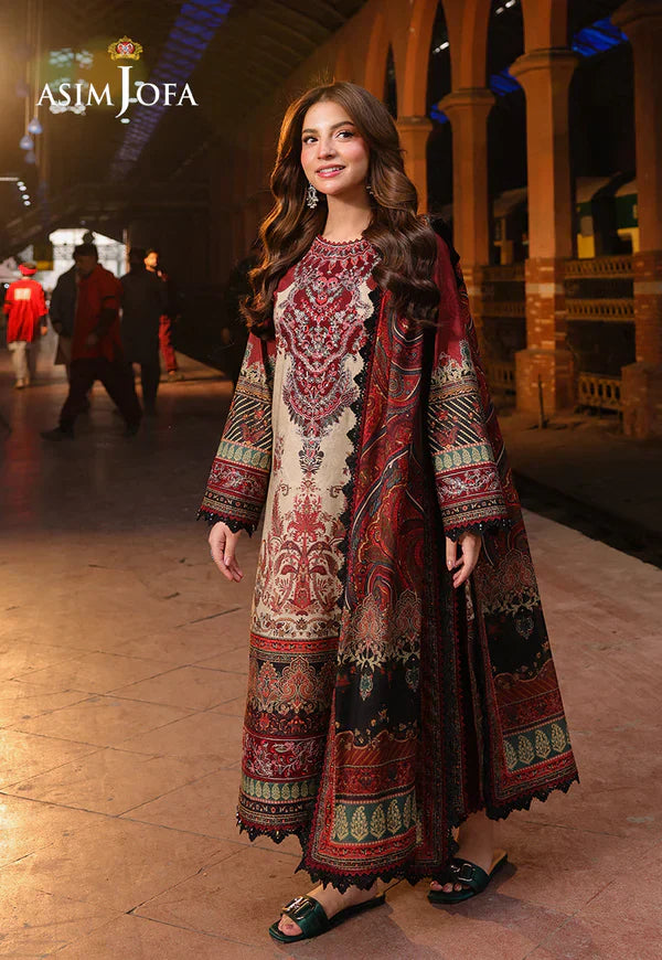 Asim Jofa - Winter 3PC Karandi Digital Print Dress - HC3397