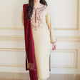 HC614-WINTER 3PC Dhanak suit with Embroidered Shawll