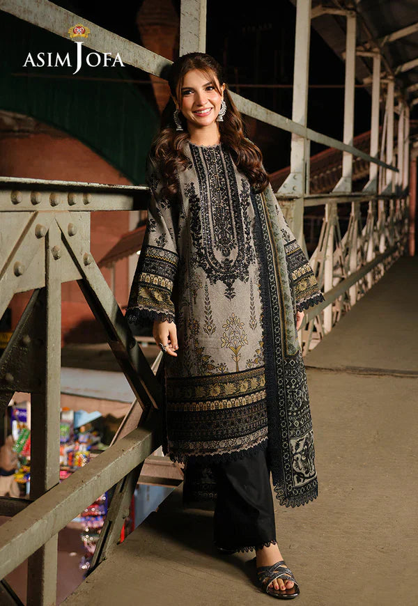 Asim Jofa - Winter 3PC Karandi Digital Print Dress - HC33410