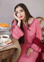 HC502-WINTER 3PC Dhanak suit with Embroidered Shawll
