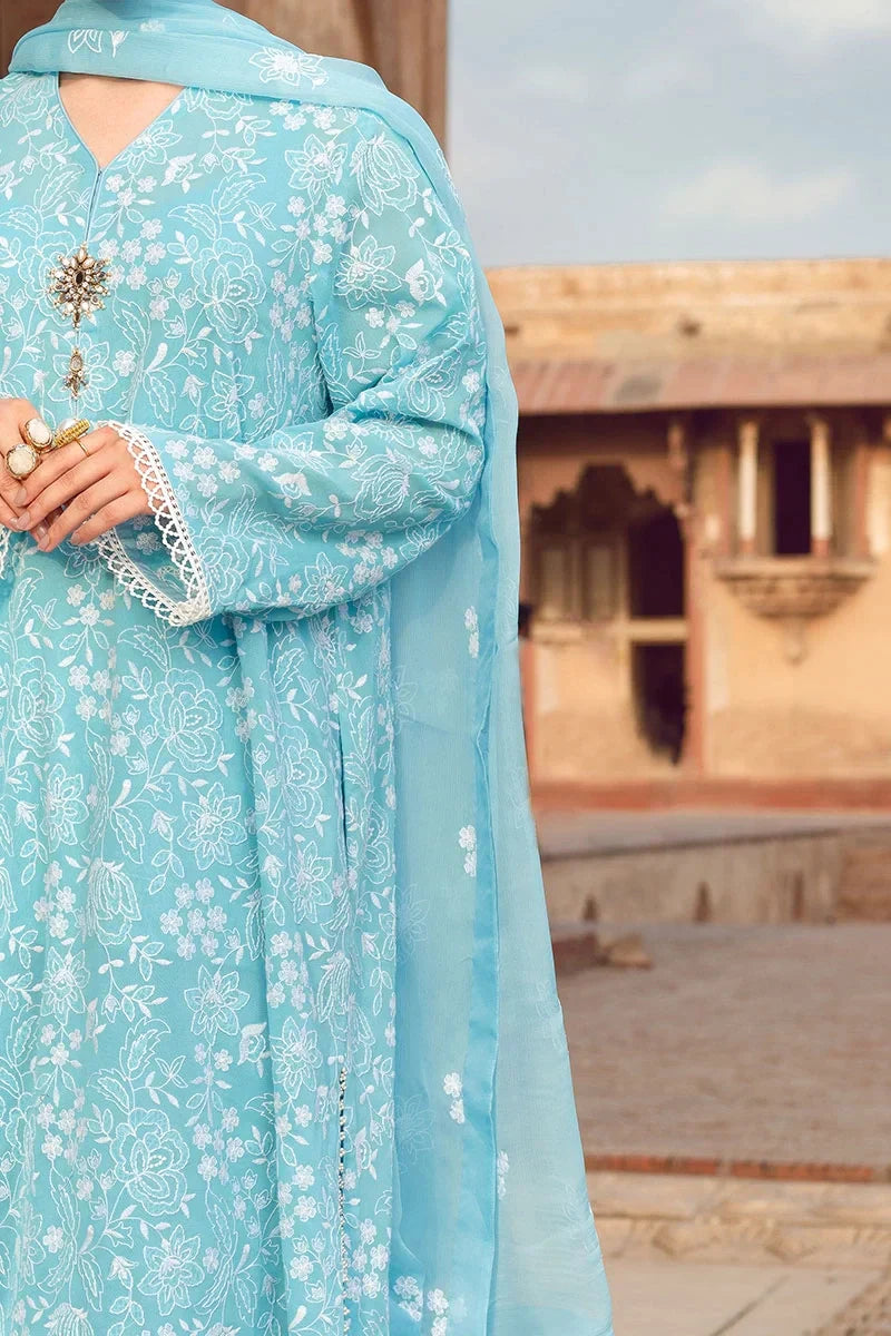 HC202-Bareeze -Embroidered 3pc lawn dress with embroidered chiffon dupatta