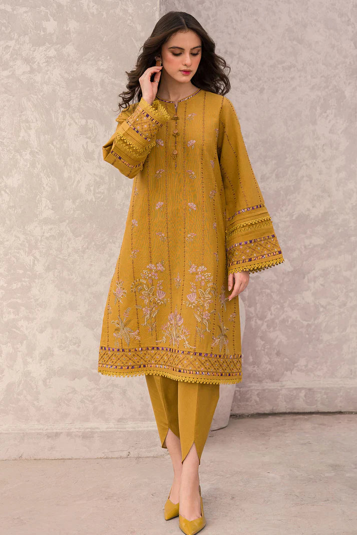 HC618-WINTER 3PC Dhannak Embroidered suit with Printed Shawll