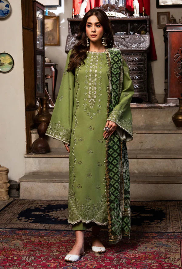 izel - Winter 3PC Dhanak Embroidered Suit - HC33110