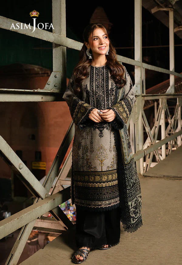 Asim Jofa - Winter 3PC Karandi Digital Print Dress - HC33410