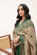 HC553-WINTER 3PC Dhannak Embroidered suit with Printed Shawll