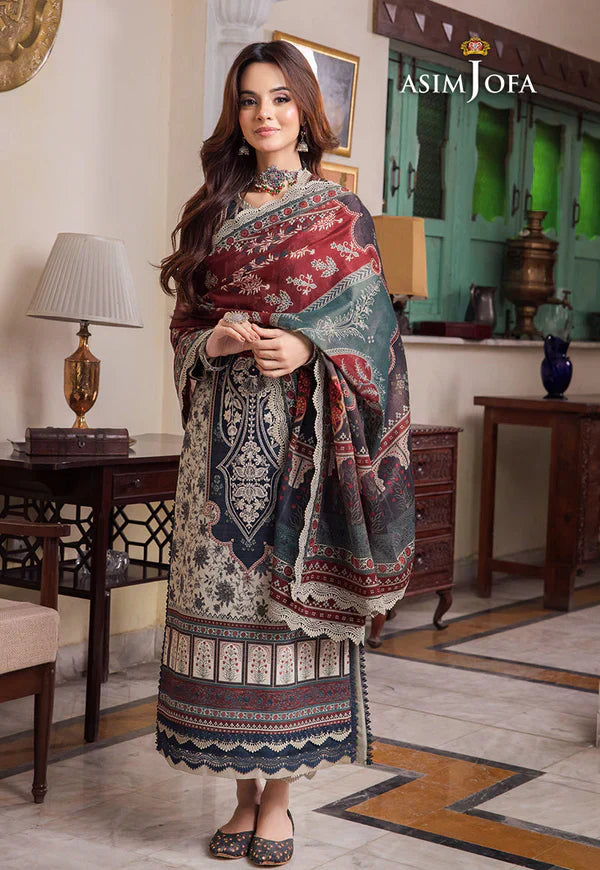 Asim Jofa - Summer 3PC Karandi Digital Print Dress - HC1143