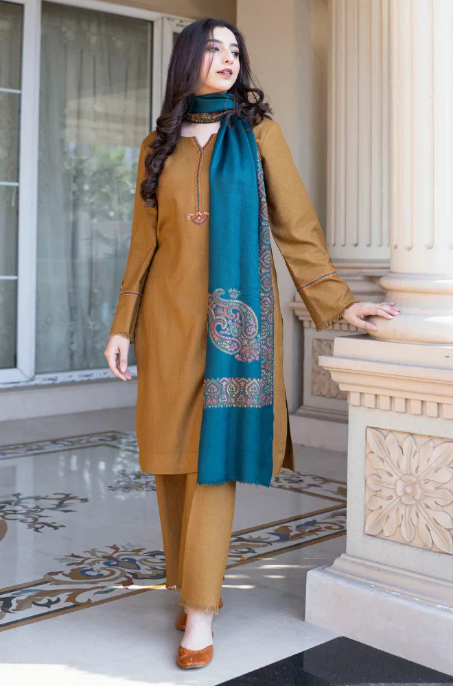 Asling - Winter 3PC Dhanak Embroidered Suit - HC3354