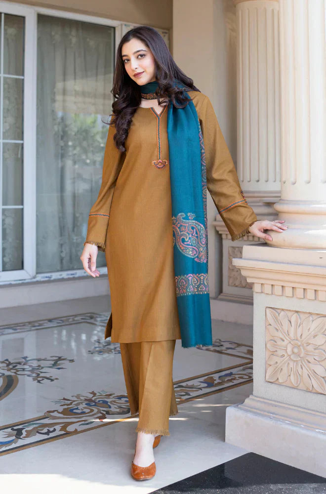 Asling - Winter 3PC Dhanak Embroidered Suit - HC3354