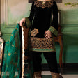 Muzlin-Velvet Embroidered Winter 3 Piece Suit - HC551