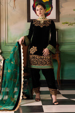 Muzlin-Velvet Embroidered Winter 3 Piece Suit - HC551