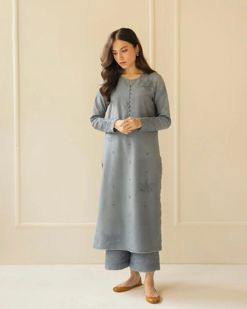 HC730-SUMMER 3PC Lawn Embroidered Shirt With Organza Embroidered Dupatta