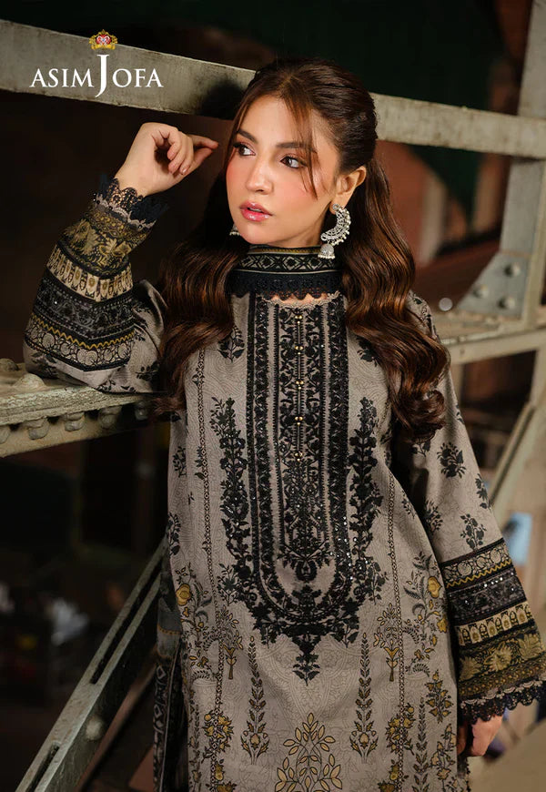 Asim Jofa - Winter 3PC Karandi Digital Print Dress - HC33410