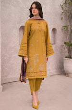 HC618-WINTER 3PC Dhannak Embroidered suit with Printed Shawll
