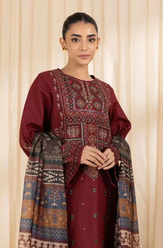 Sapphire - Winter 3PC Dhanak Embroidered Suit - HC3363