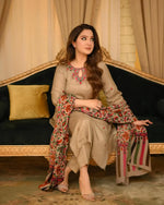 Bunaai - Winter 3PC Dhanak Embroidered Suit - HC33131